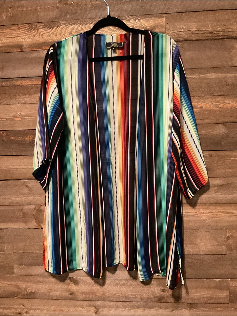 L&B Lucky & Blessed Serape Striped Open Front Kimono Women’s Size Medium